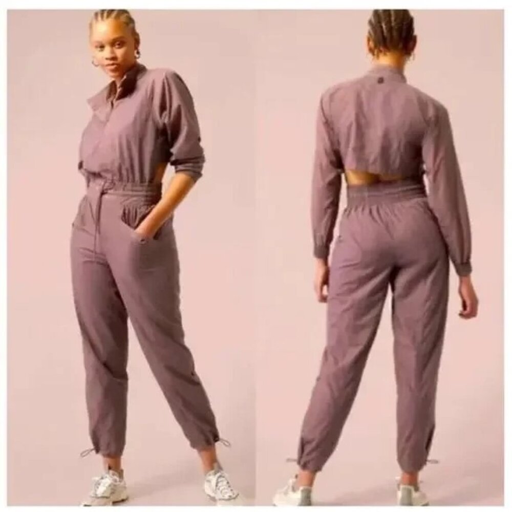 Athleta x Alicia Keys Open Back Utility Jumpsuit Smoked Almond Size 4 NWOT